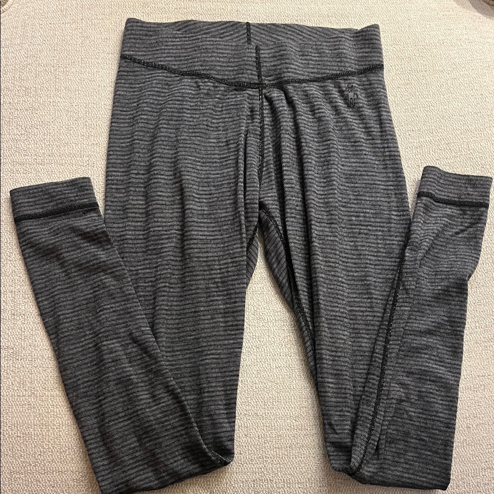 Smartwool Women's Gray Striped Merino Wool Leggings/Long Underwear